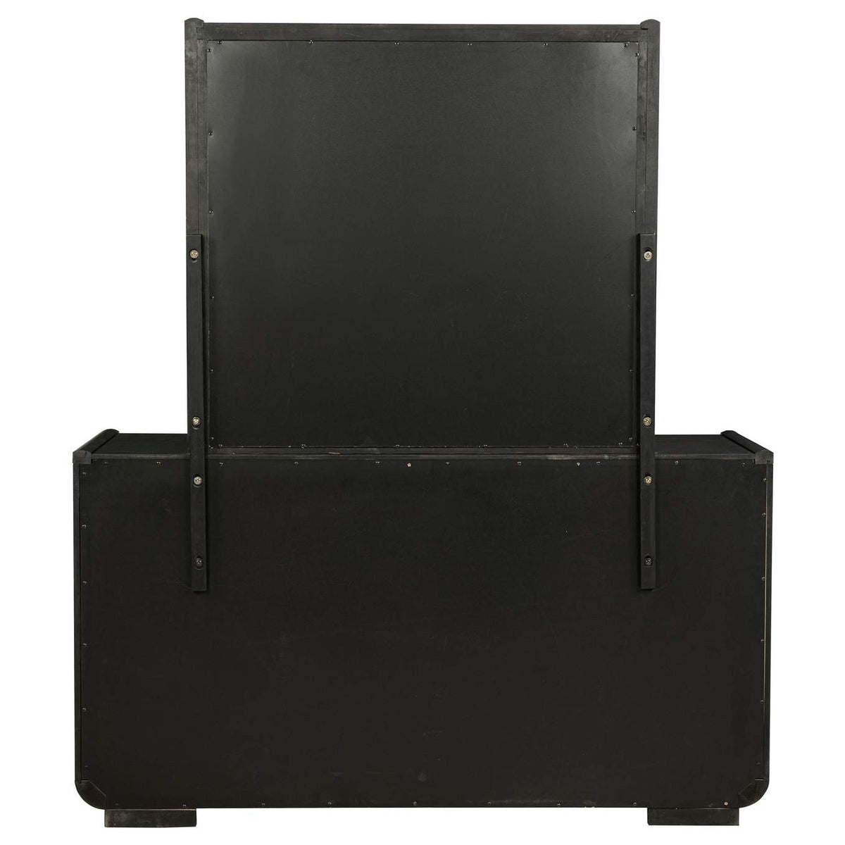 222493M Leandro 8-drawer Bedroom Dresser with Mirror Burnished Black