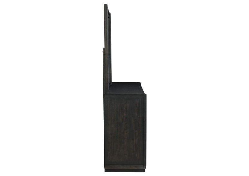 222493M Leandro 8-drawer Bedroom Dresser with Mirror Burnished Black