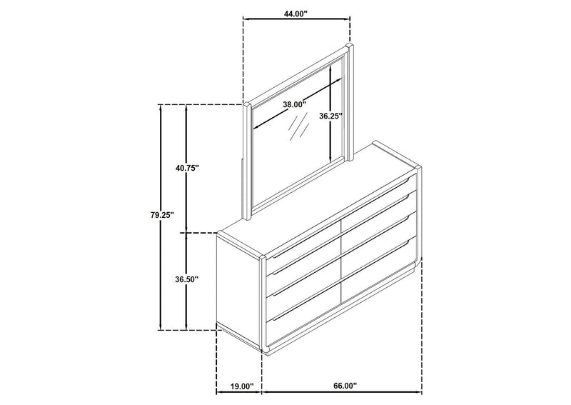 222493M Leandro 8-drawer Bedroom Dresser with Mirror Burnished Black