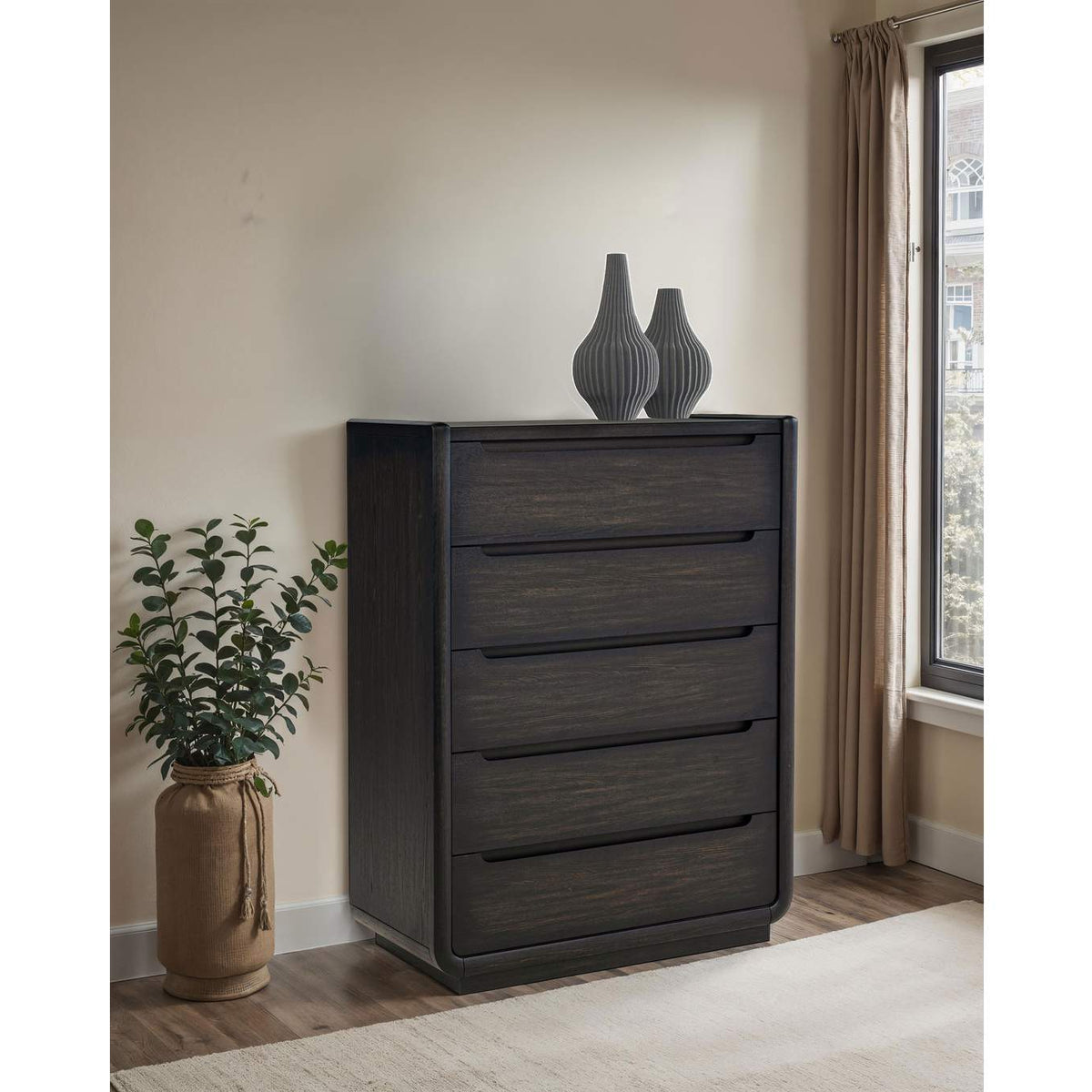 222495 Leandro 5-drawer Bedroom Chest of Drawers Burnished Black