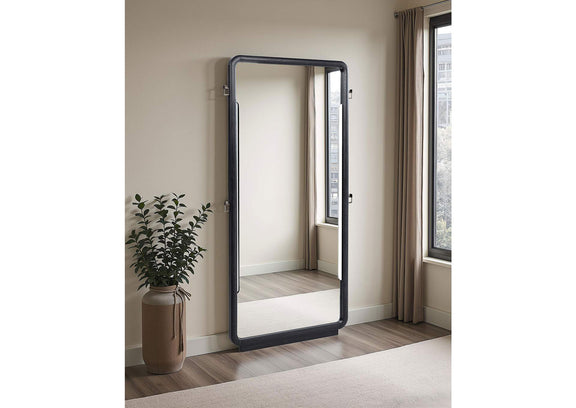 222498 Leandro 76-inch Full Length Floor Mirror Burnished Black