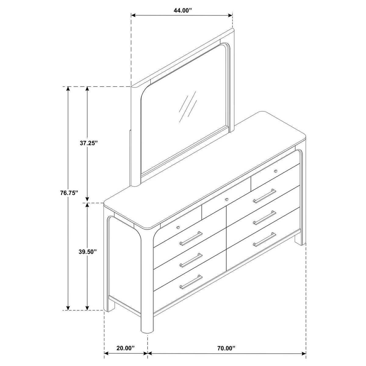222523M Solano 9-drawer Bedroom Dresser with Mirror Weathered Mango