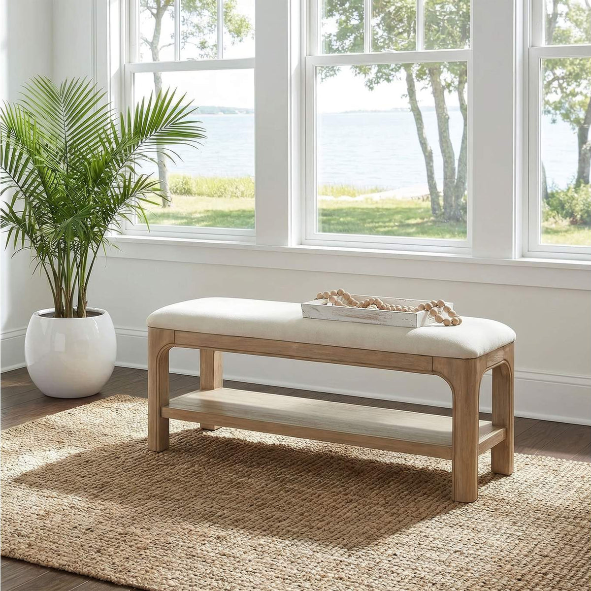 222526 Solano 52-inch Bedroom Bed End Bench Weathered Mango