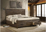 222631KE Woodmont Eastern King Storage Bed Rustic Golden Brown