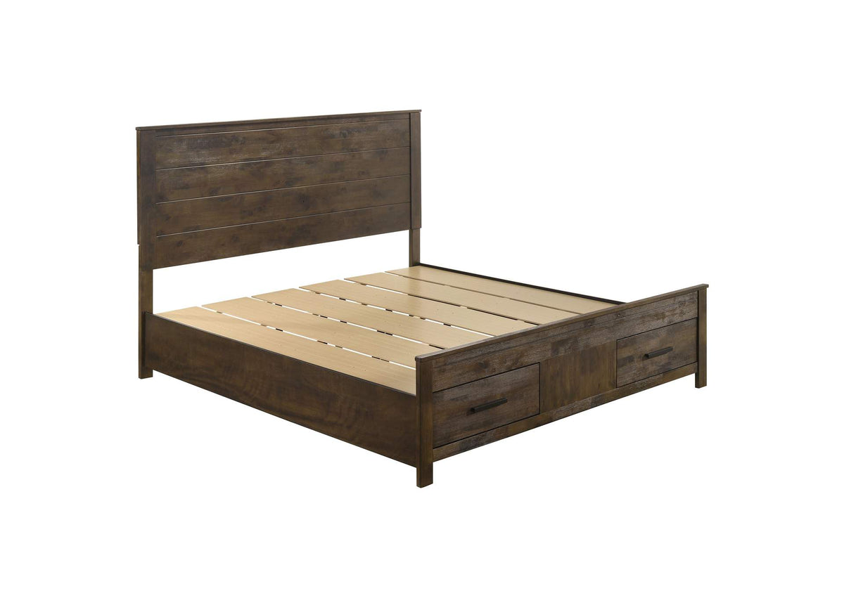 Woodmont Eastern King Storage Bed Rustic Golden Brown