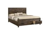 222631KE Woodmont Eastern King Storage Bed Rustic Golden Brown