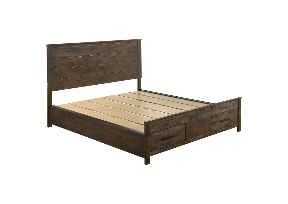 Woodmont California King Storage Bed Rustic Golden Brown