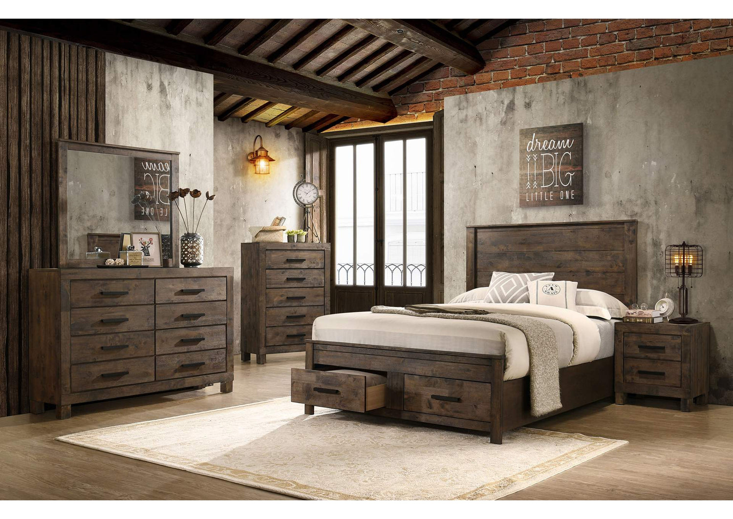 Woodmont 5-piece Queen Bedroom Set Rustic Golden Brown