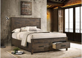 222631Q Woodmont Wood Queen Storage Panel Bed Rustic Golden Brown