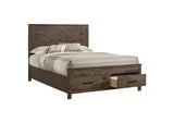 222631Q Woodmont Wood Queen Storage Panel Bed Rustic Golden Brown