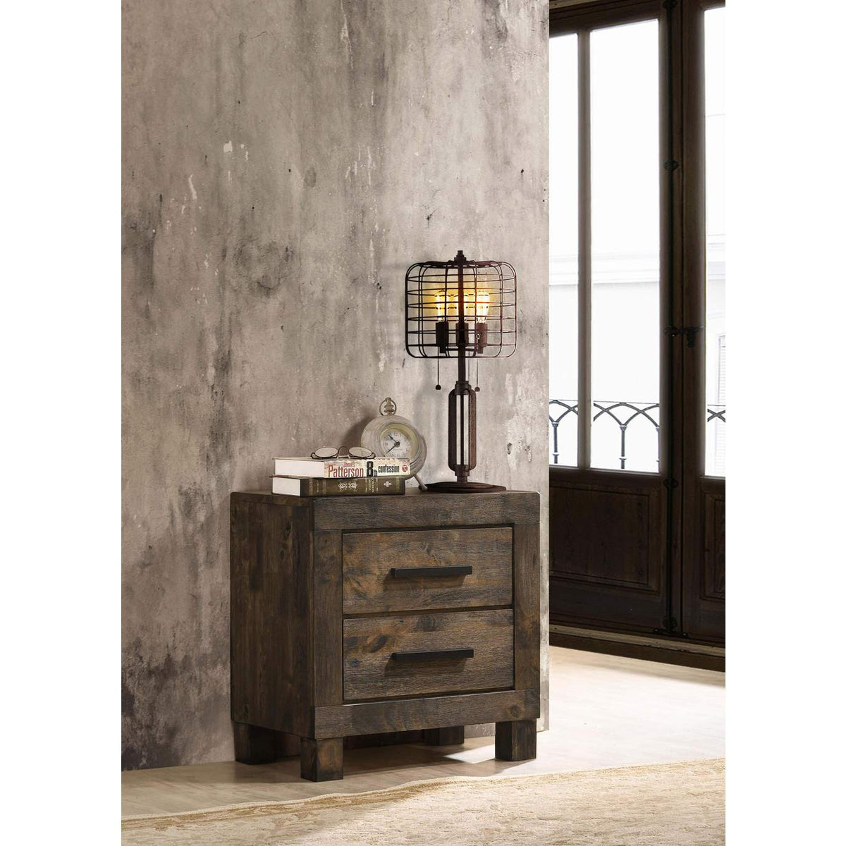 222632 Woodmont 2-drawer Nightstand Rustic Golden Brown