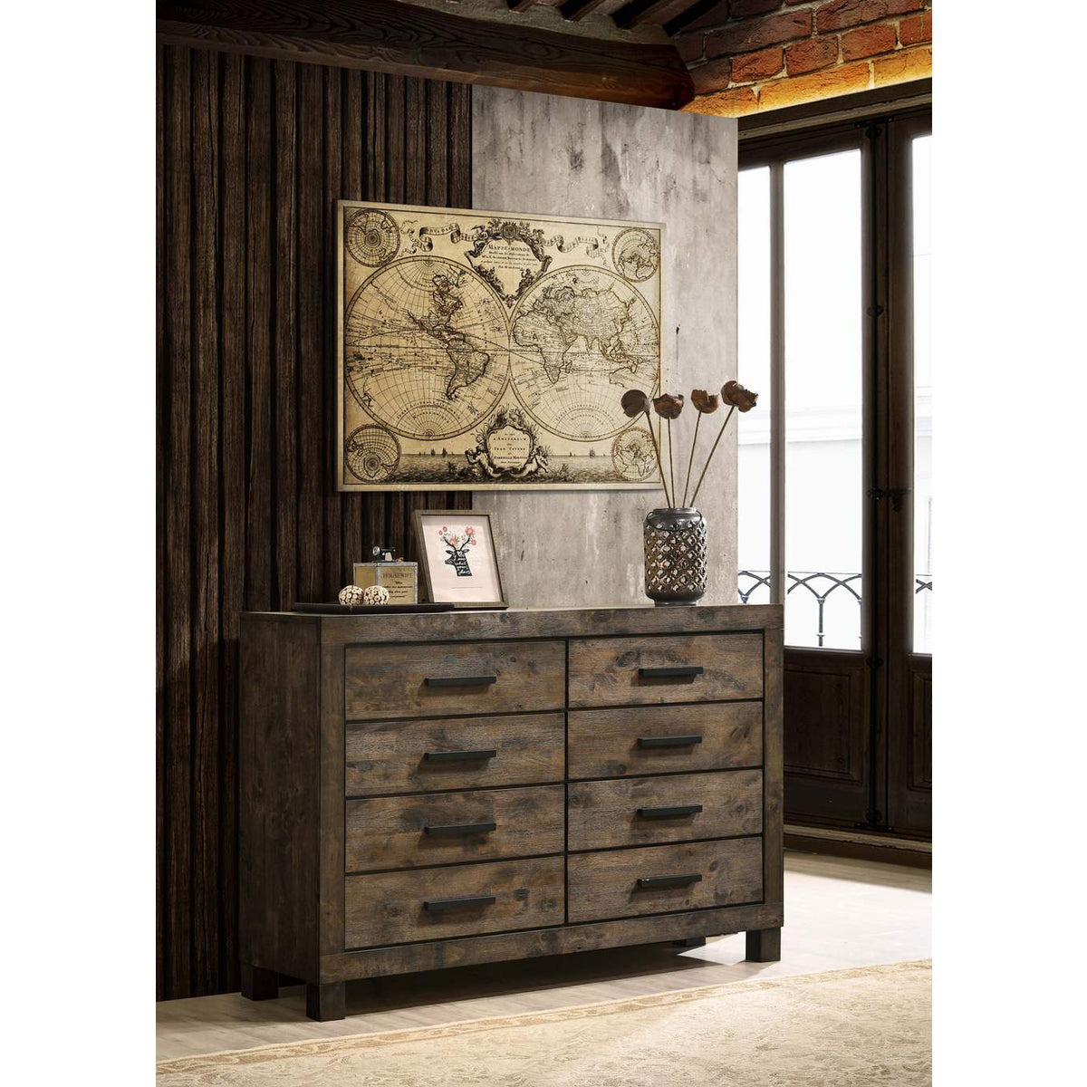 222633 Woodmont 8-drawer Dresser Rustic Golden Brown
