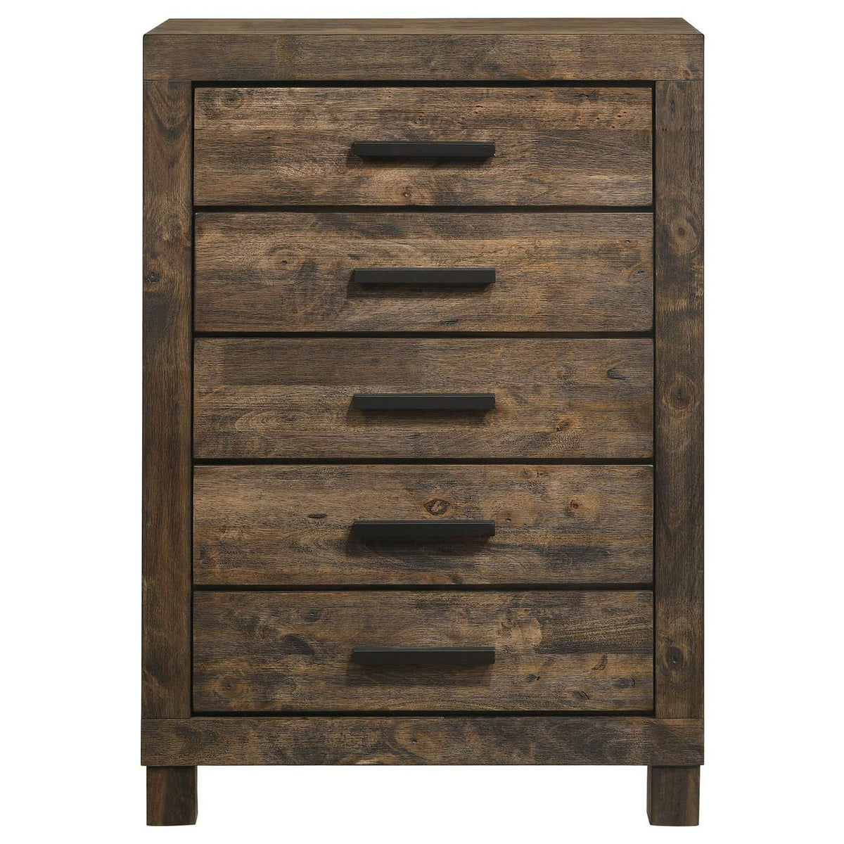 222635 Woodmont 5-drawer Bedroom Chest Rustic Golden Brown