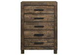 222635 Woodmont 5-drawer Bedroom Chest Rustic Golden Brown