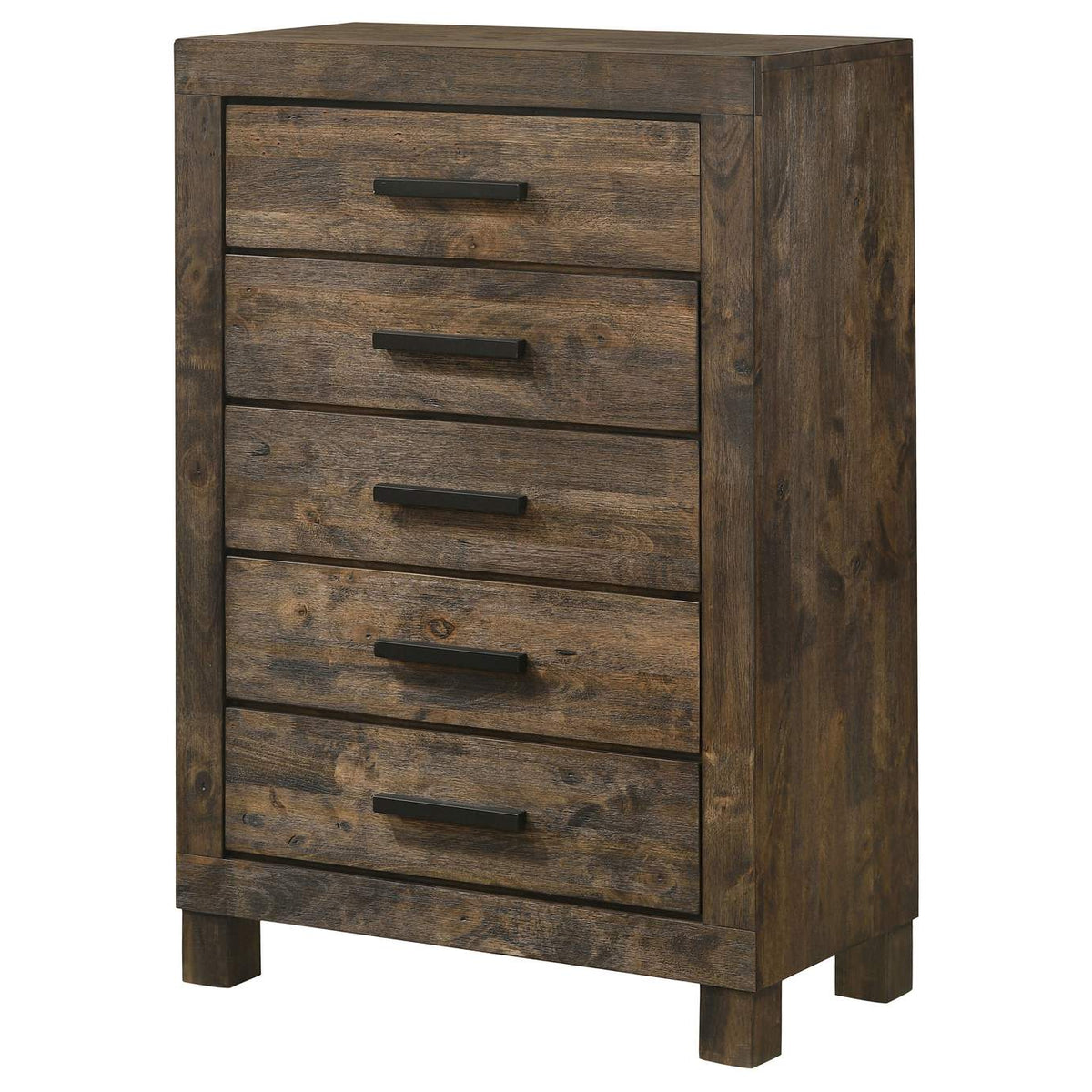 222635 Woodmont 5-drawer Bedroom Chest Rustic Golden Brown