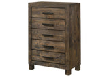 222635 Woodmont 5-drawer Bedroom Chest Rustic Golden Brown