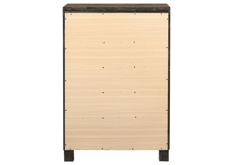 222635 Woodmont 5-drawer Bedroom Chest Rustic Golden Brown