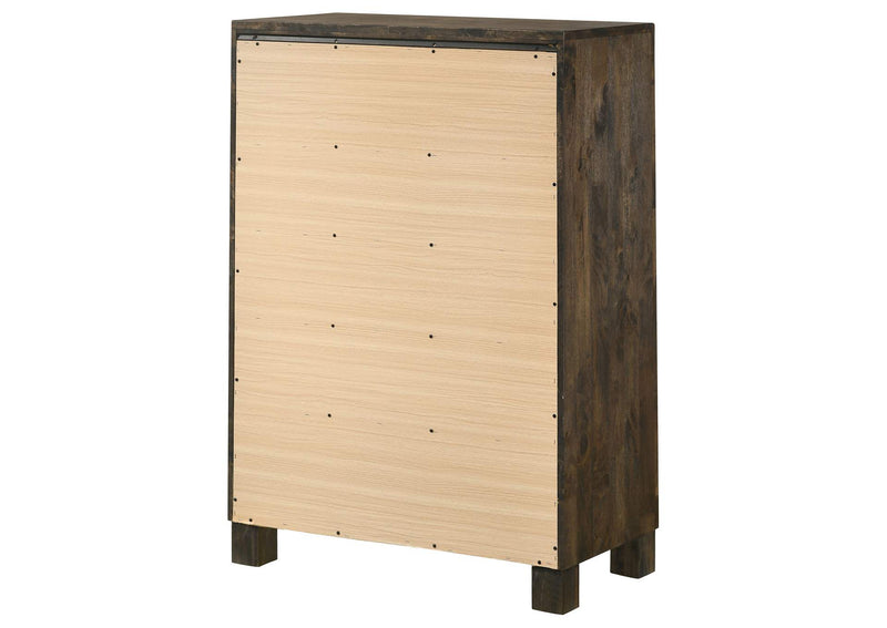 222635 Woodmont 5-drawer Bedroom Chest Rustic Golden Brown