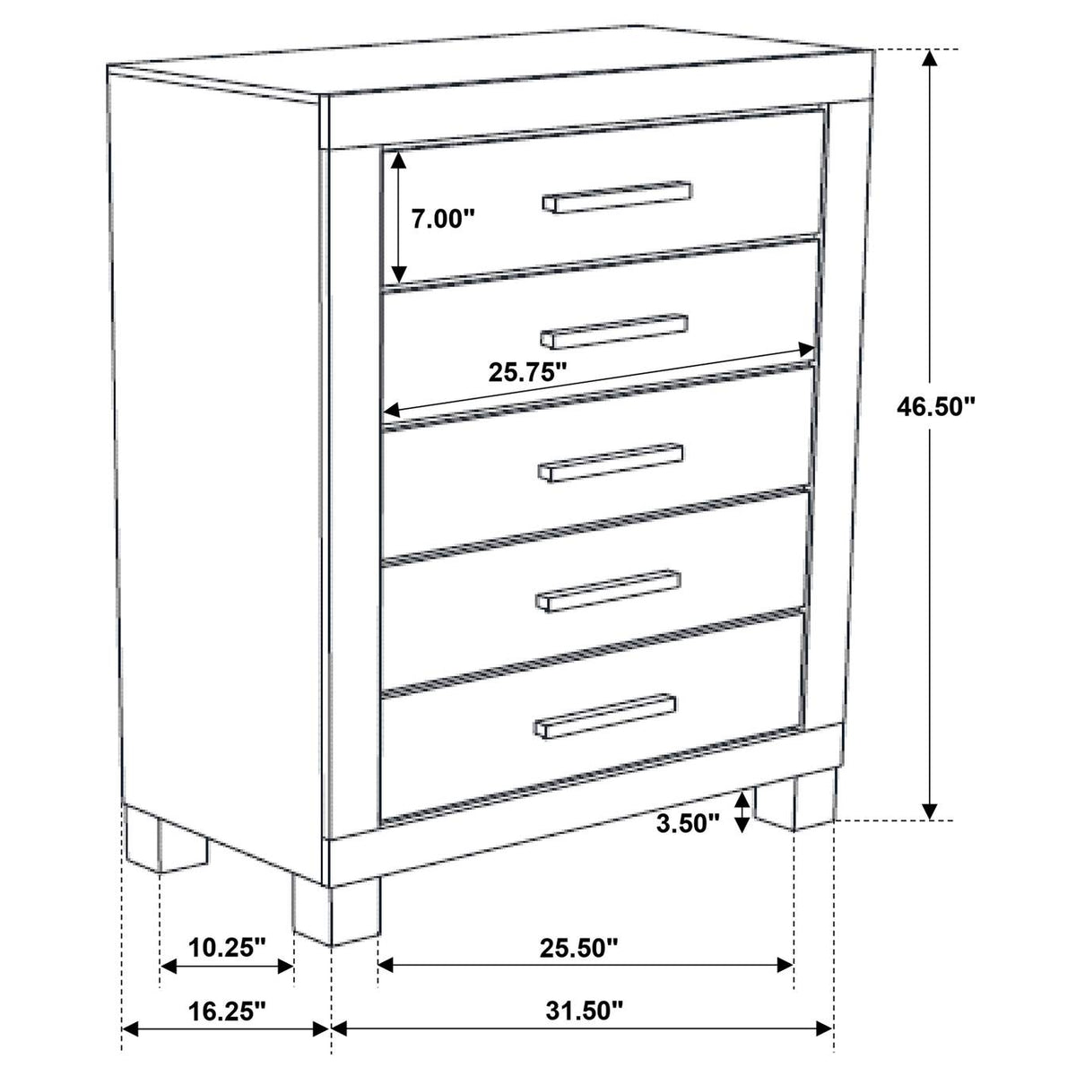 222635 Woodmont 5-drawer Bedroom Chest Rustic Golden Brown
