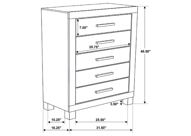 222635 Woodmont 5-drawer Bedroom Chest Rustic Golden Brown