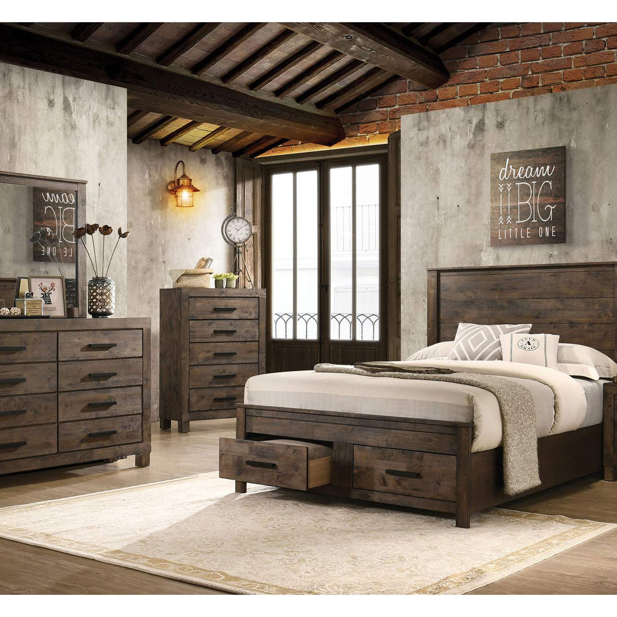 222635 Woodmont 5-drawer Bedroom Chest Rustic Golden Brown