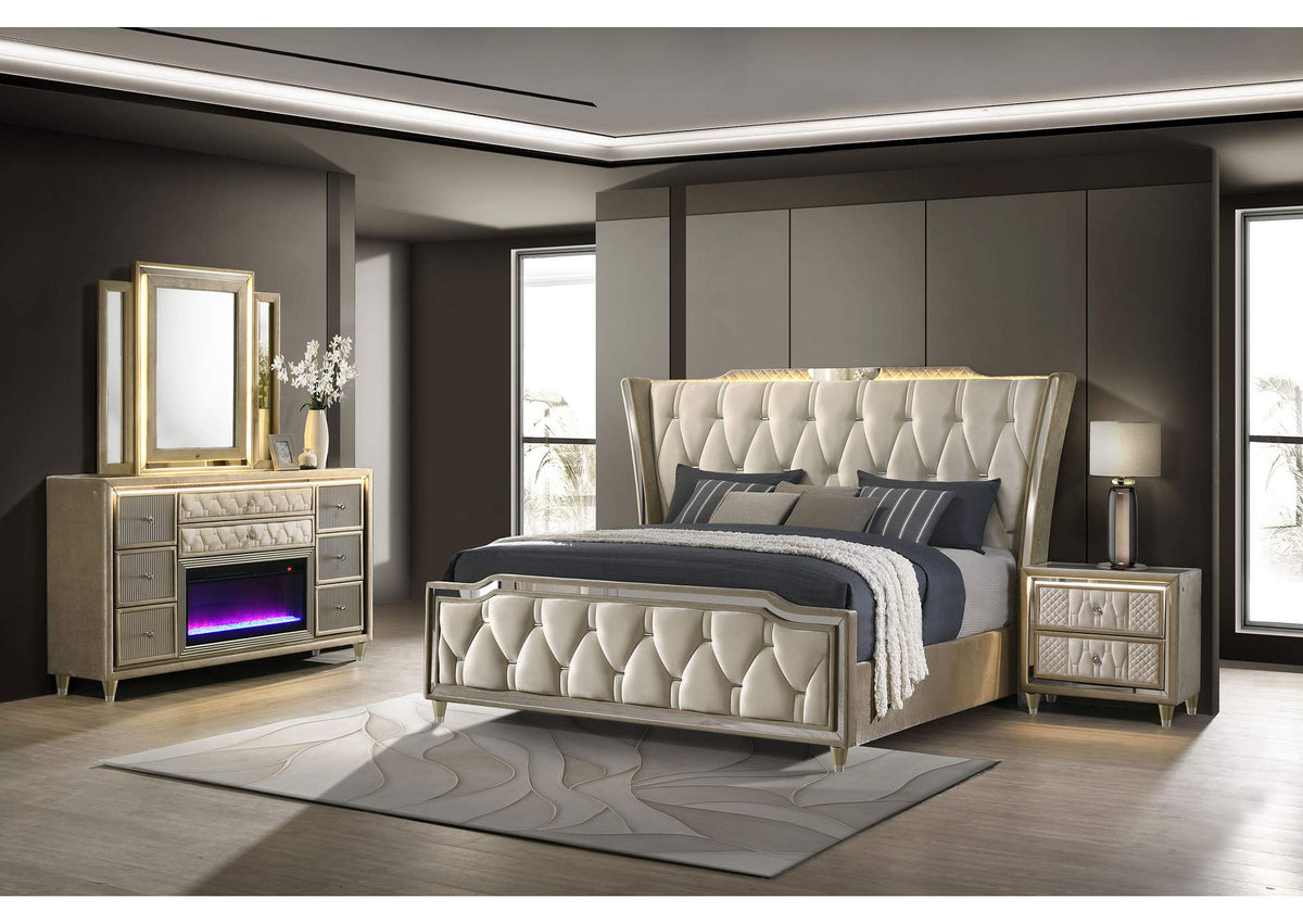 222661KE-S4B Lorient 4-piece Eastern King Bedroom Set Ivory and Camel