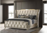 222661KE Lorient Eastern King LED Upholstered Bed Ivory and Camel