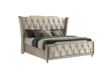 222661KE Lorient Eastern King LED Upholstered Bed Ivory and Camel