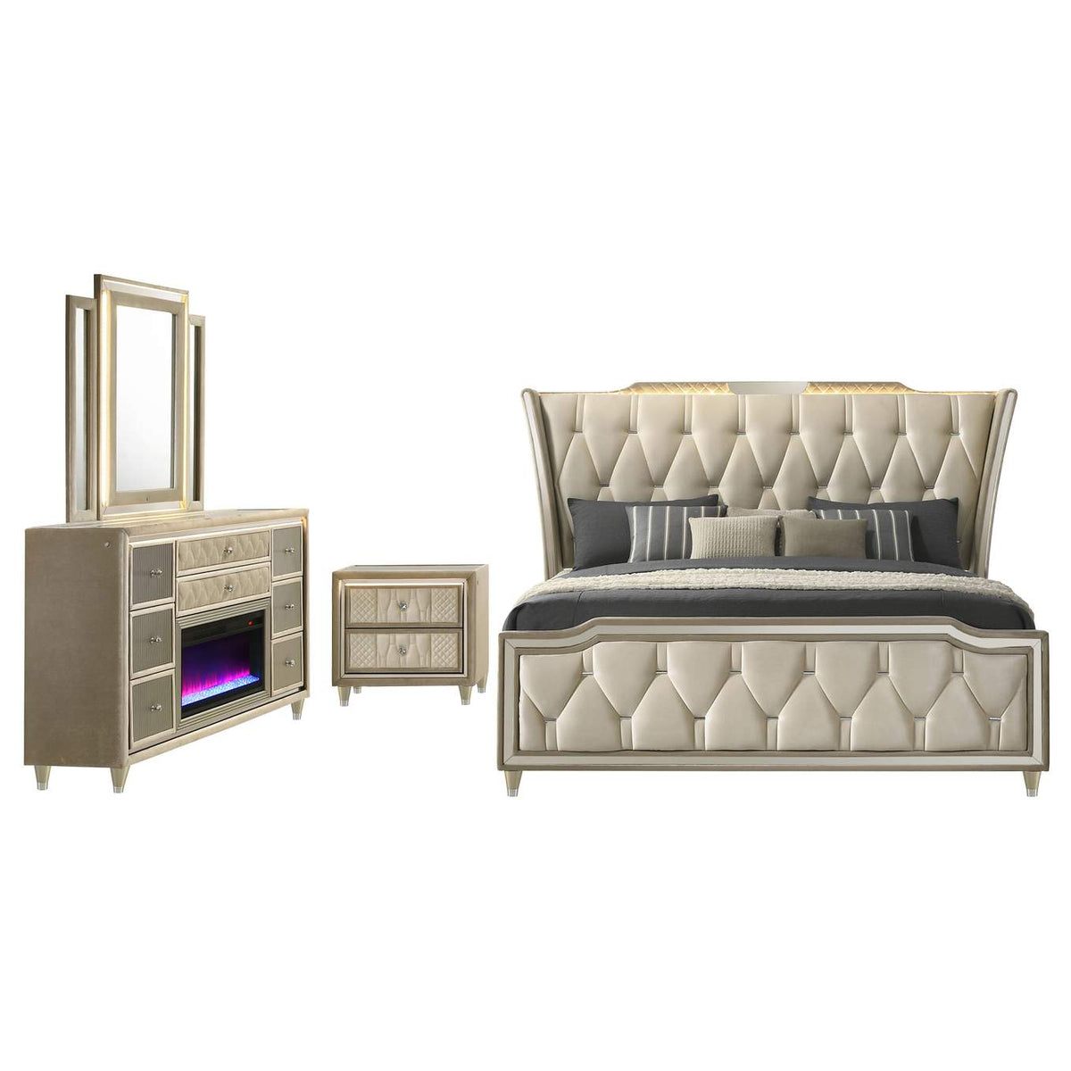 222661Q-S4B Lorient 4-piece Queen Bedroom Set Ivory and Camel