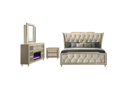 222661Q-S4B Lorient 4-piece Queen Bedroom Set Ivory and Camel