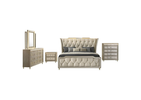 222661Q-S5 Lorient 5-piece Queen Bedroom Set Ivory and Camel