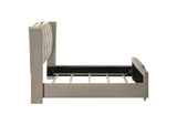222661Q Lorient Queen LED Upholstered Wingback Bed Ivory and Camel