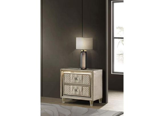 222662 Lorient 2-drawer LED Nightstand with USB Ivory and Camel