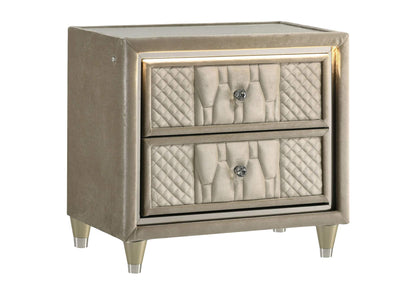222662 Lorient 2-drawer LED Nightstand with USB Ivory and Camel
