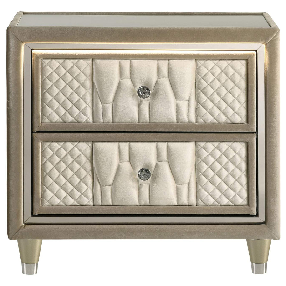 222662 Lorient 2-drawer LED Nightstand with USB Ivory and Camel