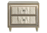 222662 Lorient 2-drawer LED Nightstand with USB Ivory and Camel