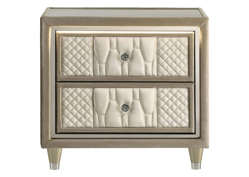 222662 Lorient 2-drawer LED Nightstand with USB Ivory and Camel
