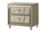 222662 Lorient 2-drawer LED Nightstand with USB Ivory and Camel