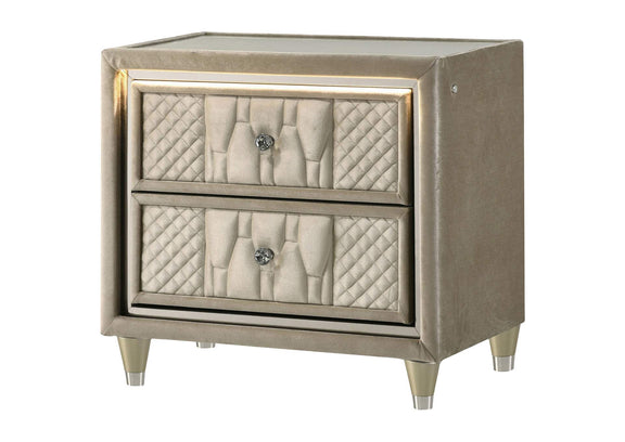 222662 Lorient 2-drawer LED Nightstand with USB Ivory and Camel