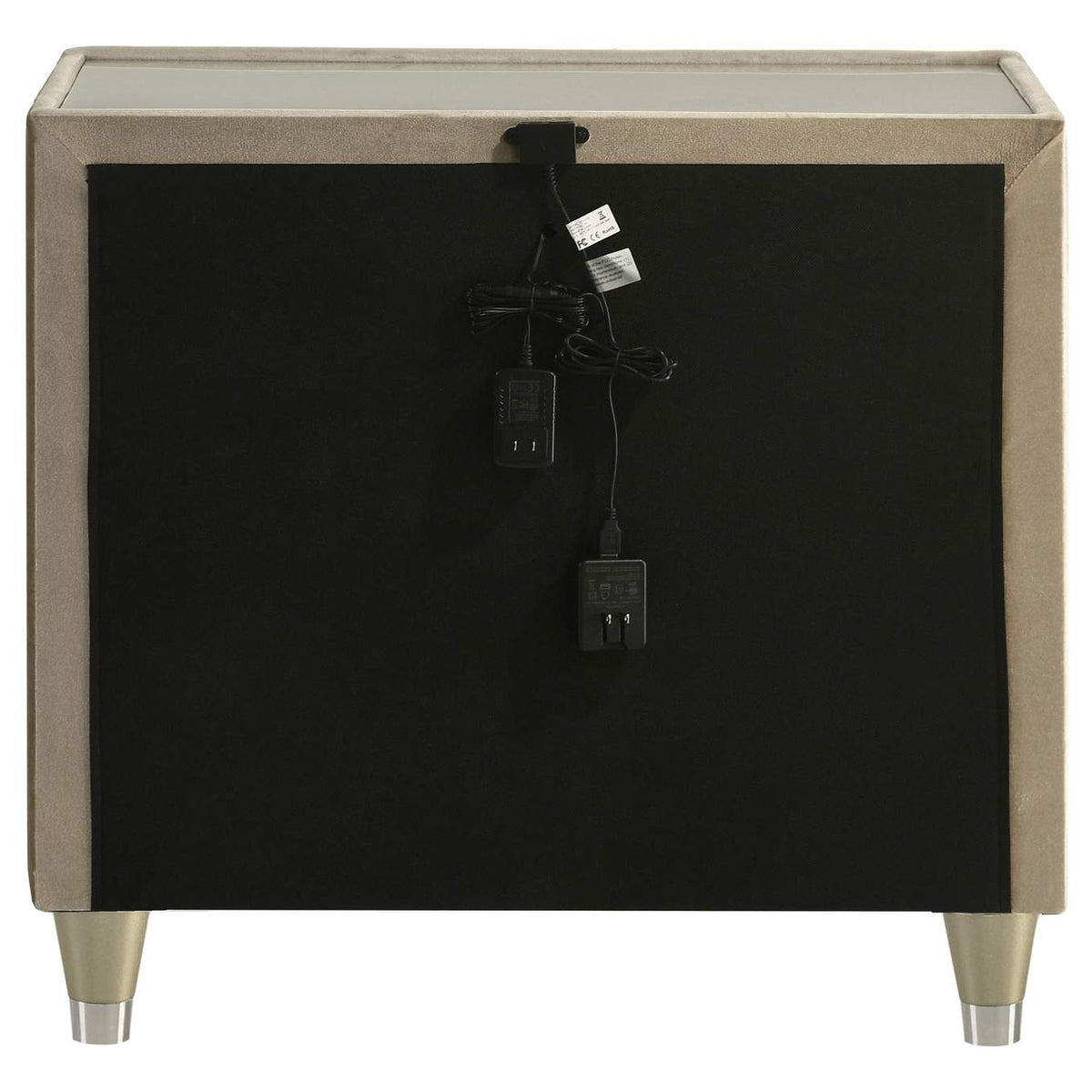 222662 Lorient 2-drawer LED Nightstand with USB Ivory and Camel