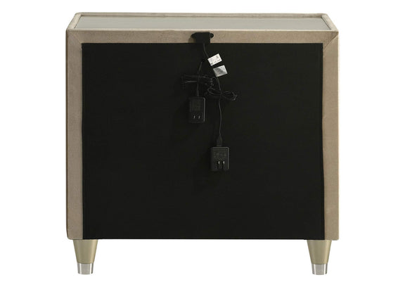 222662 Lorient 2-drawer LED Nightstand with USB Ivory and Camel