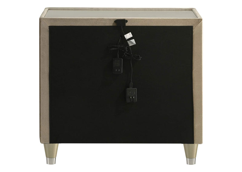 222662 Lorient 2-drawer LED Nightstand with USB Ivory and Camel