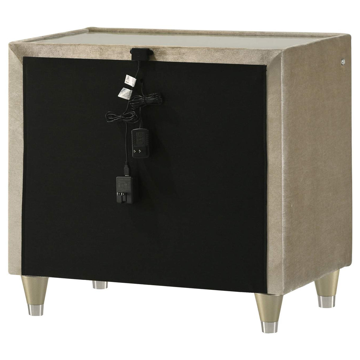 222662 Lorient 2-drawer LED Nightstand with USB Ivory and Camel