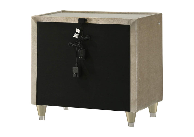 222662 Lorient 2-drawer LED Nightstand with USB Ivory and Camel