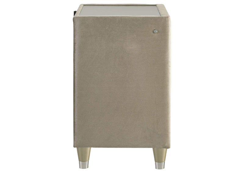222662 Lorient 2-drawer LED Nightstand with USB Ivory and Camel