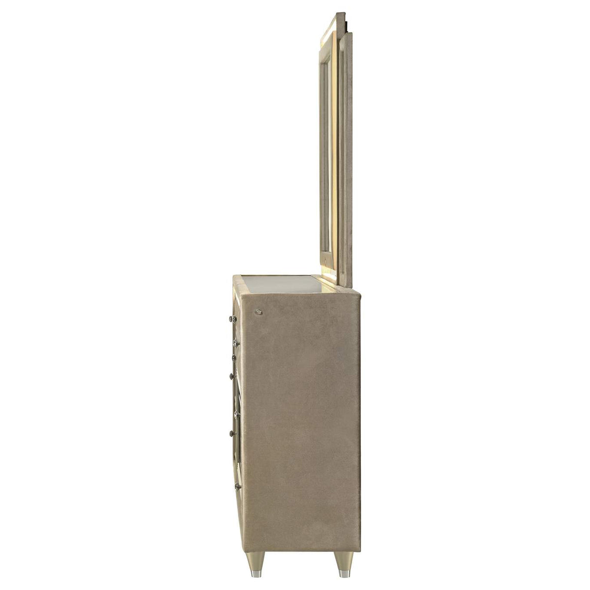 222663FBM Lorient 8-drawer LED Flame Box Dresser and Mirror Ivory Camel