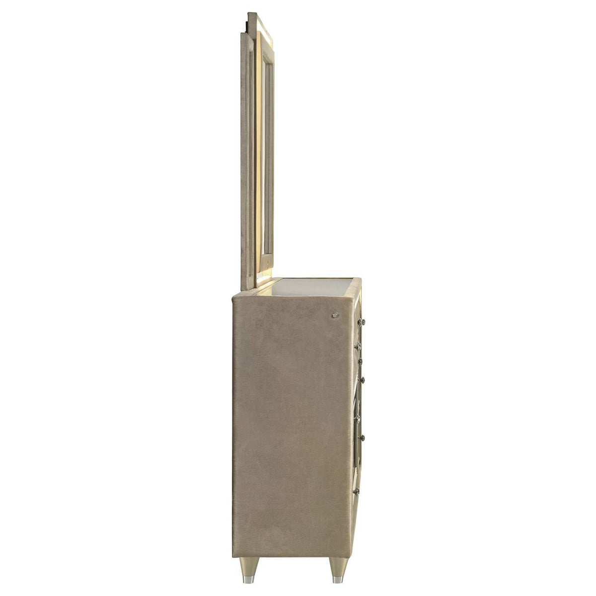 222663FBM Lorient 8-drawer LED Flame Box Dresser and Mirror Ivory Camel