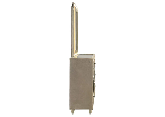 222663FBM Lorient 8-drawer LED Flame Box Dresser and Mirror Ivory Camel