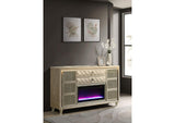 222663FB Lorient 8-drawer LED Bedroom Flame Box Dresser Ivory Camel
