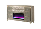 222663FB Lorient 8-drawer LED Bedroom Flame Box Dresser Ivory Camel